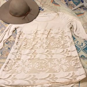 Anthropologie BoHo cream tunic Size Large